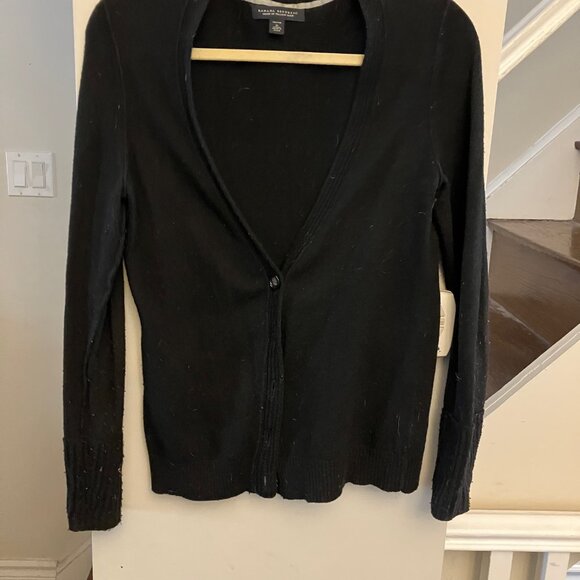 Black Wool V Neck Cardigan - Picture 2 of 8